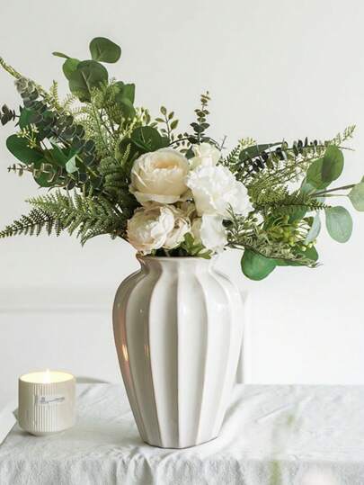 Pc Of Ceramic Vase Retro Elegante It's Flower Arrangement In The Living Room, Moderne ative Piece Dried Flowers, An Ornament Meubel Table. It Can Be Holding Fresh Flowers Water Or Inserting Plastic Artificial Serving As ation Coffee Tables, Desks Room At Home.Room ation, Home ation. Back To School Supplies Glass view 8