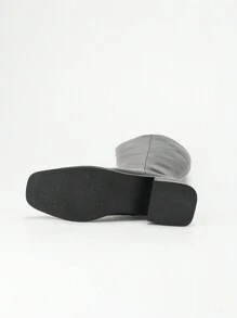 New Winter Side Zipper Stylish Motorcycle High-Top Boots - Black - View 5