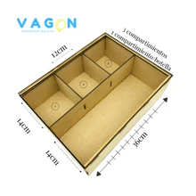 Bottle Box (Any Bottle) Mdf Large With 4 Compartments - Camel - View 3
