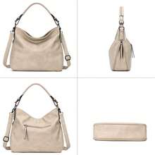 KL928 Túi Tote Hình Lưỡi Liềm Lớn Cho Nữ, Dây Đeo Vai Có Thể Điều Chỉnh, Khóa Kéo Phía Dưới Để Điều Chỉnh Kích Thước Túi - Màu be - Xem 3