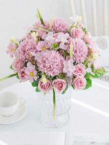 1 PIEZA Decoración de otoño Ramos de flores artificiales de rosas, hortensias, crisantemos de seda, plantas falsas de eucalipto, regalos del Día de San Valentín, decoraciones de fiesta de cumpleaños, cestas de flores de boda, flores de novia, decoración para el hogar en comedores, dormitorios, alféizares, jarrones, decoraciones de Año Nuevo, jardines al aire libre, inicio de temporada escolar