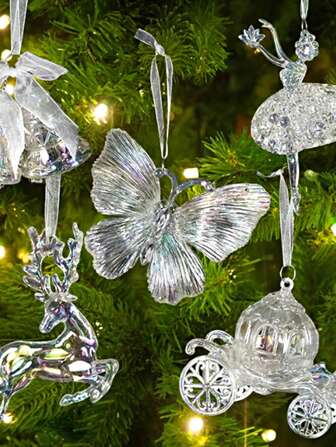 1ชิ้น คริสตัลใส อะคริลิค กวางเรนเดียร์ ต้นคริสต์มาส จี้กระดิ่ง นางฟ้า เครื่องประดับ เหมาะสำหรับ คริสต์มาส, งานแต่งงาน, ของตกแต่งบ้าน, ของขวัญปีใหม่