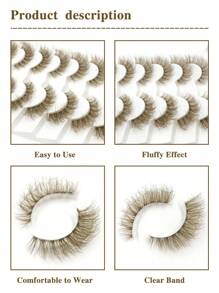 ENCHUW 7 Pairs Color Lashes With Clear Band Lashes Halloween Natural Look Wispy Silky Lashes Eye Lashes Makeup Extension False Eyelashes Strip Lashes,Lashes,Eyelashes,Fake Lashes - Natural Lashes - View 3