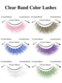ENCHUW 7 Pairs Color Lashes With Clear Band Lashes Halloween Natural Look Wispy Silky Lashes Eye Lashes Makeup Extension False Eyelashes Strip Lashes,Lashes,Eyelashes,Fake Lashes - Natural Lashes - View 4