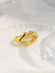 Mazuer 1pc Women's Vintage Fashion Creative High-End Stainless Steel Glasses Finger Ring, Stylish For Holiday Party, Meeting, Teacher's Day, Graduation, Thanksgiving, Travel - Yellow Gold - View 3