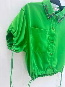 Short Sleeve Shirt J06 - 綠色 - 查看 2