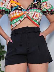 Falataria Comfortable Shorts With Side Zipper - màu đen - Xem 4