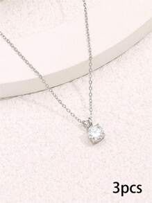 1個宴會/婚禮參加項鍊,婚禮鏈式高貴奢華宮廷風格,送女友禮物鑲嵌掛墜項鍊 - 銀色 - 查看 10