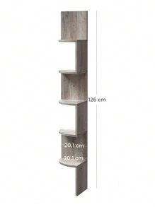 VASAGLE Corner Shelf, Bookcase, 5-Tier Floating Wall Shelf With Zigzag Design, Bookcase For Books, Greige MLBC072M01 - Khaki - View 6