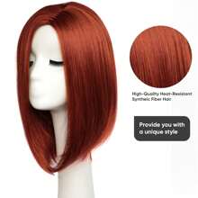 BESTUNG Short Red Wigs Copper Red Wig For White Women Medium Lenth Red Bob Wigs Side Part Synthetic Hair Costume Wigs For Cosplay Daily Party Halloween - Đỏ - Xem 2