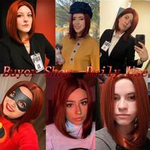 BESTUNG Short Red Wigs Copper Red Wig For White Women Medium Lenth Red Bob Wigs Side Part Synthetic Hair Costume Wigs For Cosplay Daily Party Halloween - Đỏ - Xem 5