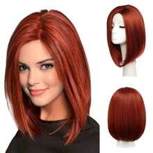 BESTUNG Short Red Wigs Copper Red Wig For White Women Medium Lenth Red Bob Wigs Side Part Synthetic Hair Costume Wigs For Cosplay Daily Party Halloween - Đỏ - Xem 1