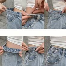 1 套女士腰部纽扣延长器，蝴蝶形牛仔裤腰带收紧调节小腰针带纽扣万圣节学校 - 彩色 - 查看 3