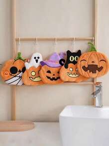 1pc Creative Pumpkin Shaped Hand Towel, Hanging Type Decorative Hand Towel For Kitchen, Bathroom, Bedroom, Absorbent & Easy To Clean, Personalized Towel Home Bathroom Decor Fall Decor Back To School Dish Cloths Kitchen Towel - Multicolor - View 3