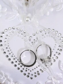 1 件戒指枕仿珍珠刺绣花叶结婚戒指枕缎面双心形装饰结婚戒指枕戒指托适用于海滩婚礼婚礼求婚蕾丝仿珍珠结婚戒指枕托垫情人节 - 彩色 - 查看 12