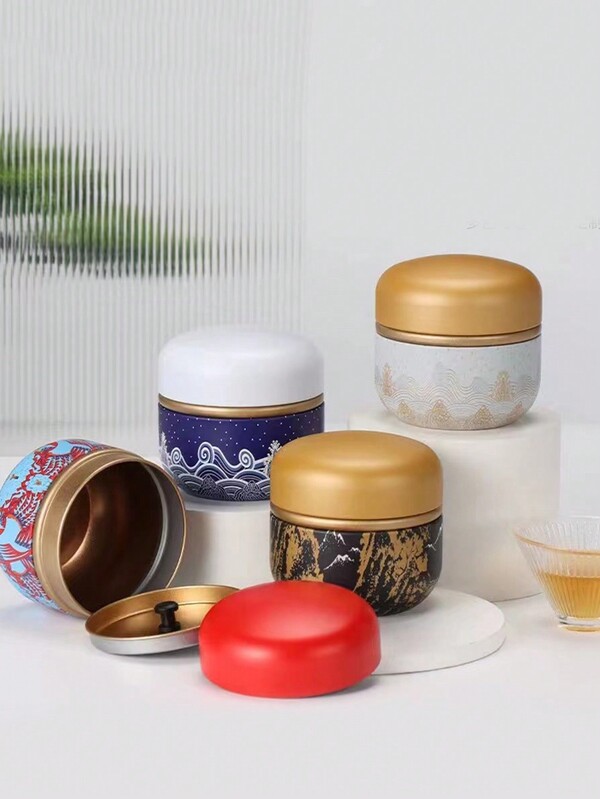 1pc Mini Tea Canister, Outdoor Portable Airtight Tin Container, Suitable For Storing Tea Leaves, Dried Fruits, Herbs, Grains, Multi-Colors Available