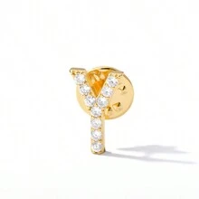 1pc Shiny Crystal A-Z Letter Brooches For Women Initial Name Brooch Pins For Suit Shirt Collar Accessories New Rhinestone Brooch Jewelry - Gold - View 28