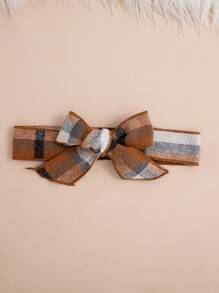 Young Girl Casual Plaid Lapel Sleeveless Long Top Jacket & Solid Ribbed Turtleneck Long Sleeve Top And Pants Set & Belt - Brown - View 10