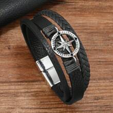 Bracelet pour homme à fermoir magnétique multicouche, style boussole classique, bracelet d'affaires élégant