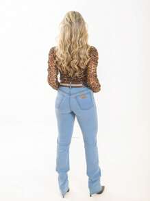 Women's Straight Country Jeans - 淺色水洗藍 - 查看 3