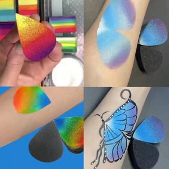 6pcs Water Drop Half Round Makeup Sponges, Soft Material, Highly Absorbent, Suitable For Body Painting