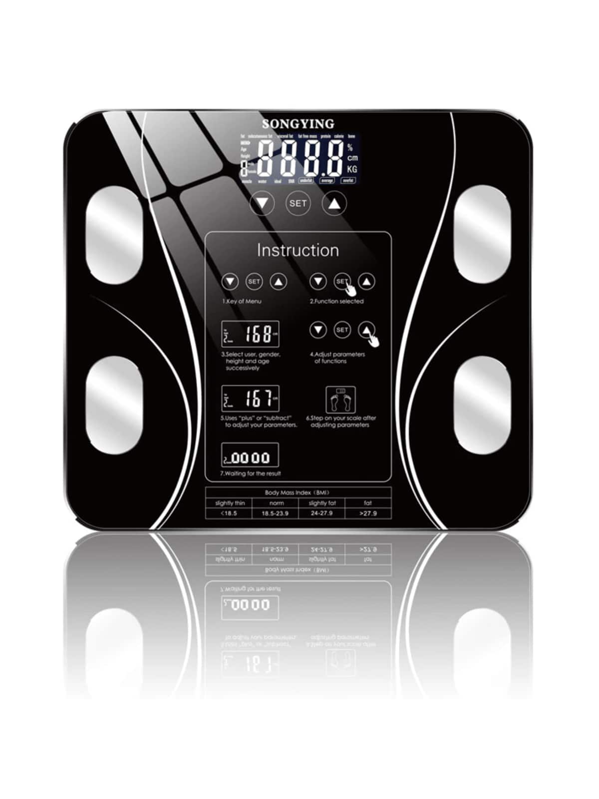 Balança Digital com Bioimpedância e Conexão Bluetooth – Medidas Corporais Inteligentes até 140 Kg com Aplicativo - Preto - Visão 1