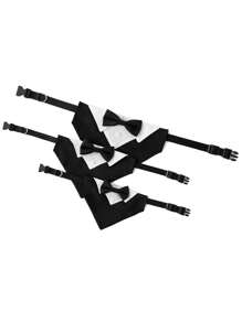 1pc Pet Bandana, Fashionable Pet Gentleman Suit Collar For Dogs, Pet Wedding Triangle Scarf - Black and White - View 1