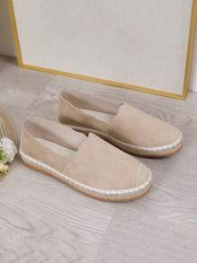 Women's Loafers Suede Fisherman Shoes Breathable Slip-On Shoes, Spring/Autumn, Thick Bottom, Casual, Lightweight, Versatile, Low Heel Flats - Apricot - View 2