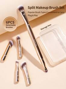 MAANGE Professional Eye Makeup Brush Set, Detachable Replaceable Brush Heads, Portable Eye Makeup Brush Case, Includes Eyeshadow Brush, Eyebrow Brush, Eyeliner Brush, Contour Brush, Soft Fiber Material, Convenient To Carry, Travel Essential, Ideal Gift For Women And Girls - 金色 - 查看 11