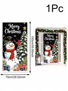 1 件圣诞门旗、圣诞老人带手持铃铛、雪人、礼品盒和雪背景门横幅，适用于室内和室外圣诞家居、派对装饰、圣诞礼物 - 彩色 - 查看 15