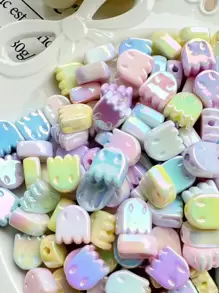 10pcs Acrylic Ghost Beads With Electroplated UV Finish For DIY Jewelry, Bracelets & Beaded Pens - Assorted Colors