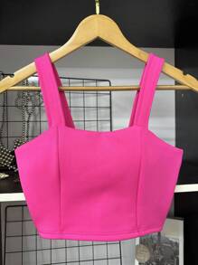 Women's Cropped Top With Padding - Màu Hồng Tươi - Xem 1