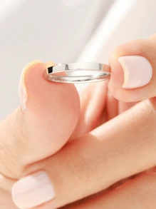 1枚极简主义925纯银镂空素食戒指，精致首饰，女士礼物 - 銀色 - 查看 5