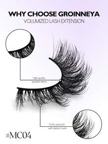GROINNEYA 7 Pairs False Eyelashes Cat Eye Lashes Faux Mink Lashes Natural Look Fluffy Volumized Eyelashes Extension Natural Full False Eyelashes Travel Essentials Makeup Tools(MC04) - màu đen - Xem 6