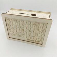 Hucha de regalo con estilo de divisa europea, artesanía de madera, accesorios de decoración del hogar con estilo de euro/USD, hucha de monedas de madera retro con caja de ahorro con contraseña en stock