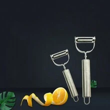 Double Blade Stainless Steel Julienne Peeler Vegetable And Fruit Peeler Kitchen Accessories 2 In 1 Vegetable And Fruit Peeler Double Blade_Stainless Steel Double Sided Shredder - 銀色 - 查看 4