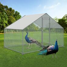 Froadp Chicken Run XXL Enclosure With PE Sunroof And Lock Chicken Run Enclosure For Chickens Aviary Park Small Animals Duck Rabbit - Grey - View 3