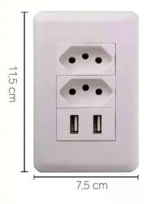 Universal Dual USB Wall Socket Bivolt 2.1a Cell Phone 4x2 White Color - 彩色 - 查看 4