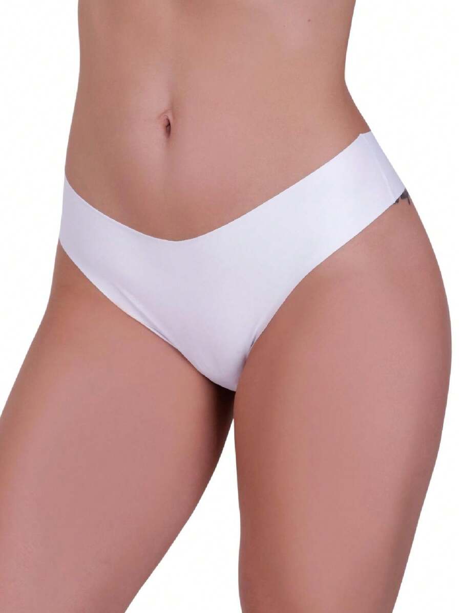 Agnes Seamless Polyamide Thong Panties With Laser Cut String - trắng - Xem 1