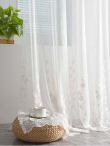 1 chiếc rèm cửa sổ hình lá và hoa nghệ thuật đơn sắc tối giản, phù hợp cho mọi mùa - Nhiều màu - Xem 10