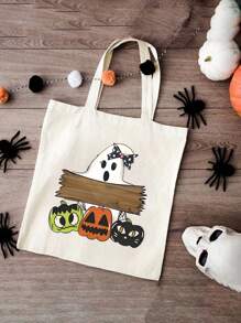 Túi Tote Halloween cá nhân hóa, Túi Trick-Or Treat, Túi Trick Or Treat, Túi kẹo Halloween, Túi đựng kẹo Halloween, Túi đựng đồ ăn Halloween, Túi Halloween hoàn hảo cho bữa tiệc sang trọng kết hợp với trang phục Halloween - trắng - Xem 5