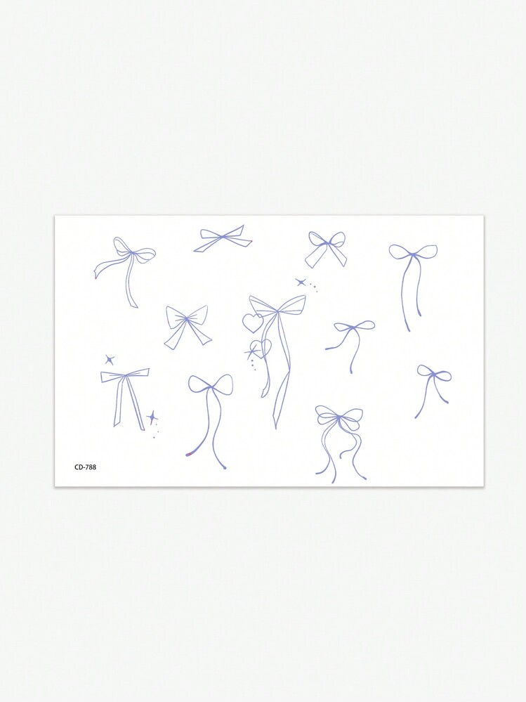 1 pieza Pegatina tatuaje desmontable con lazo, diseño de arte elegante estilo europeo adecuado para personas de tendencia, impermeable - Multicolor - Añade 7