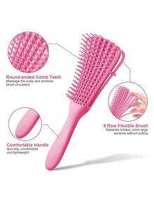 Detangling Brush Suitable For Black Natural Curly Hair, Suitable For 3/4abc Curl Patterns Of Afro-Textured Hair, Quickly And Easily Detangles Dry And Wet Hair, Painless - Multicolor - View 3