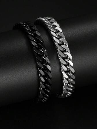 1 件厚重不锈钢链条手链，10 毫米宽，嘻哈风格，男士礼物