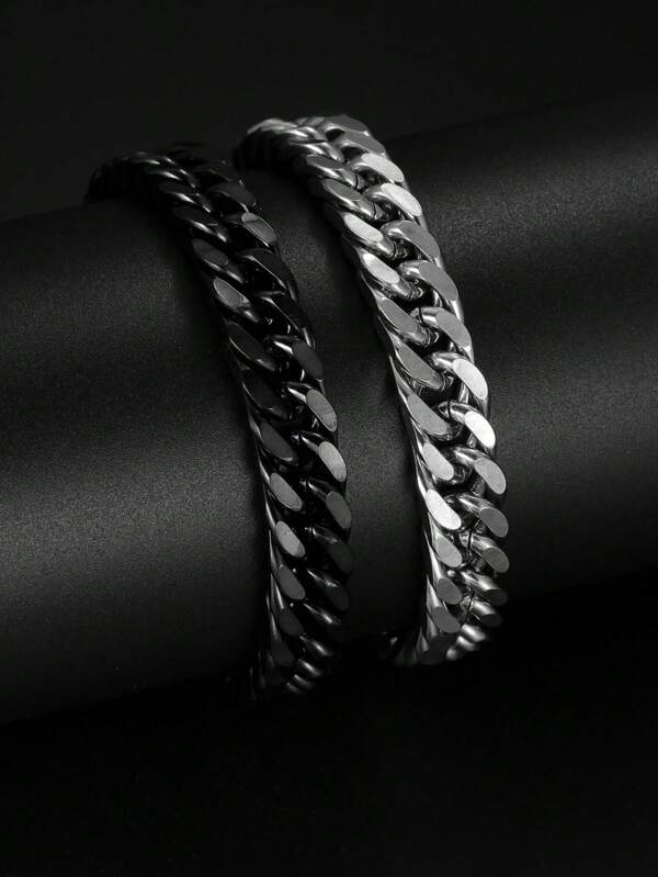 1 pieza Pulsera de cadena de eslabones de acero inoxidable gruesa y pesada de 10mm de ancho, estilo hip-hop, regalo para hombres