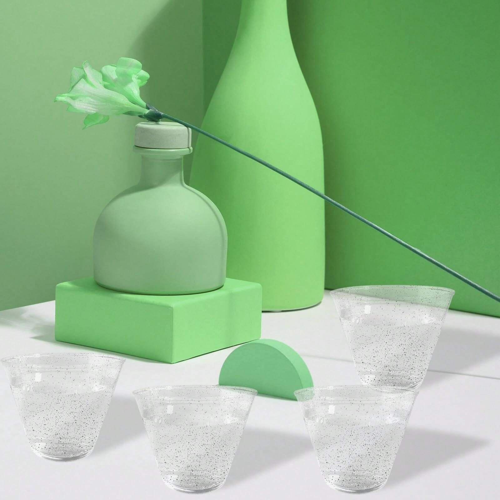 20 Pieces Of 9Ounce Plastic Cups, Disposable Glitter Cups, Wine