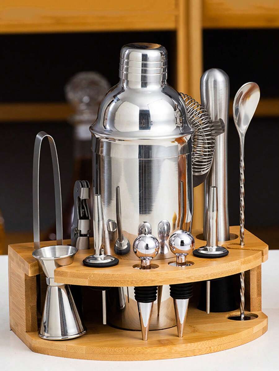 12pcs/Set Stainless Steel Cocktail Shaker Set, Bartender Kit Cocktail Maker Tools - Silver - View 1