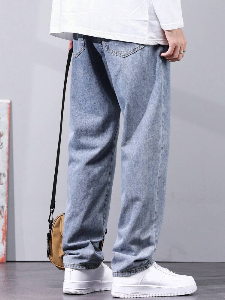 2条男士水洗浅色直筒牛仔裤，简约百搭 - 彩色 - 查看 4