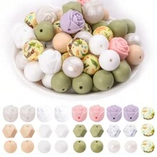 53 stuks levendige rozen siliconen kralencollectie is perfect voor het maken van sieraden, doe-het-zelf-knutselwerkjes, handgemaakte kralenaccessoires, sleutelhangers voor mobiele telefoons en tasbedels - kleurrijke, flexibele en duurzame knutselbenodigdheden voor creatieve projecten