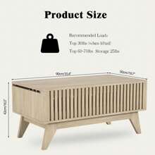 Mid-Century Modern Lift Top Coffee Table With Hidden Storage Compartment – Stylish Retro Center Table With Fluted Panels And Adjustable Height – Elegant Farmhouse Living Room Table - wood - View 4